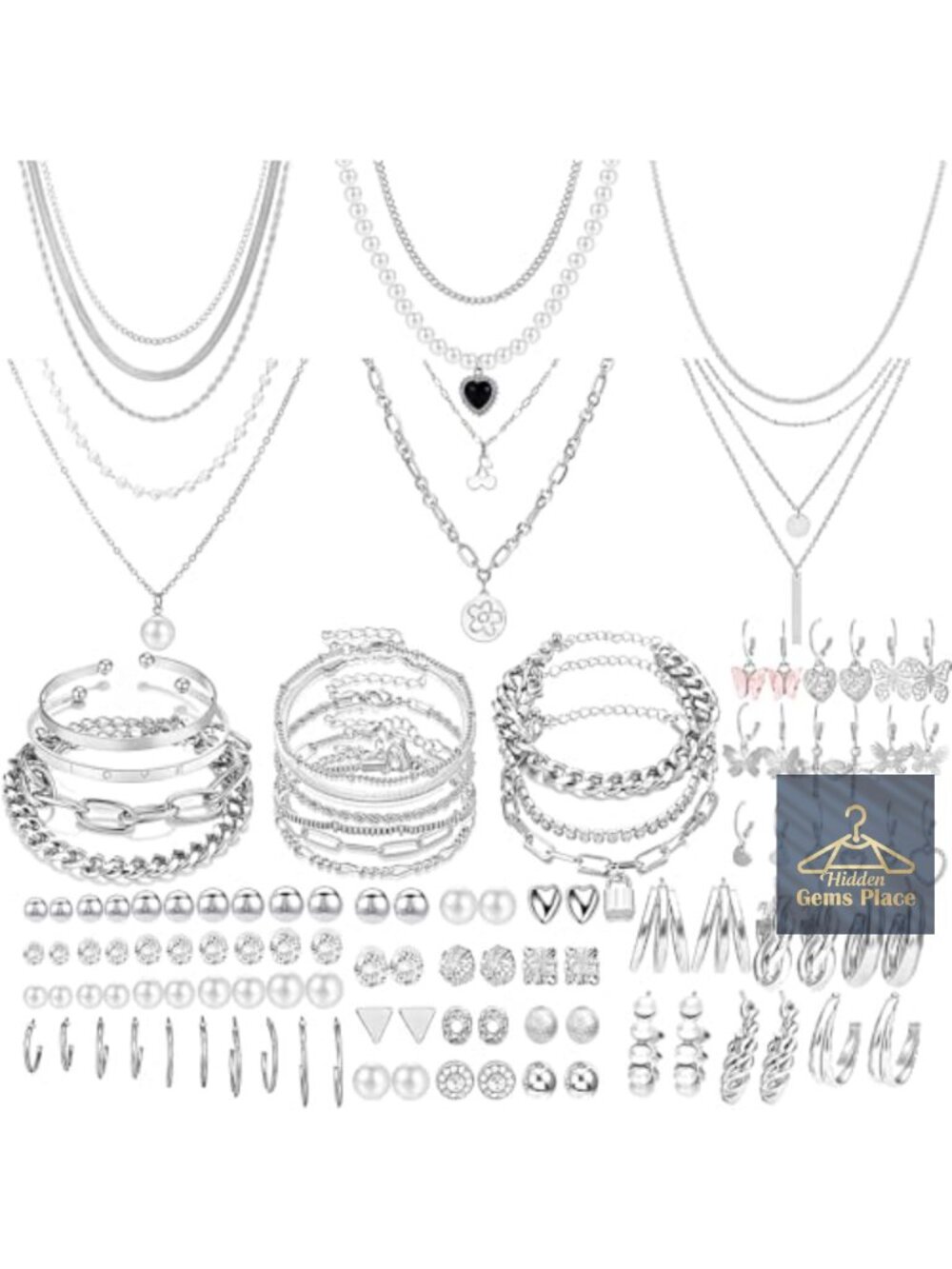 69 Piece Bohemian Jewelry Set Hypoallergenic Nickel Free Alloy Necklaces